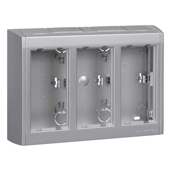 Блок настенный Simon Сима Про на 3 S-модуля, поверхностный монтаж, алюминий