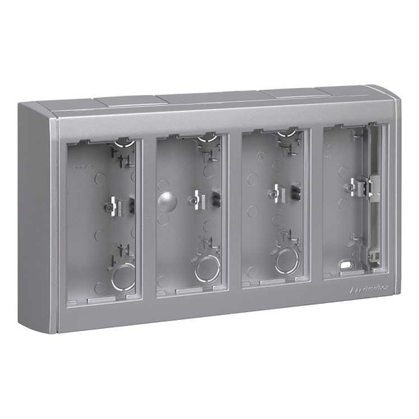 Блок настенный Simon Сима Про на 4 S-модуля, поверхностный монтаж, алюминий