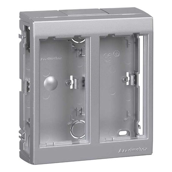 Дополнительный блок настенный Simon Сима Про на 2 S-модуля, поверхностный монтаж, алюминий