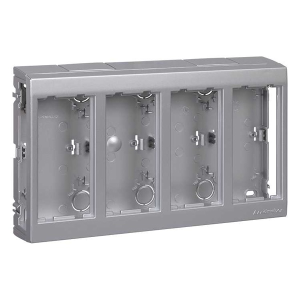 Дополнительный блок настенный Simon Сима Про на 4 S-модуля, поверхностный монтаж, алюминий