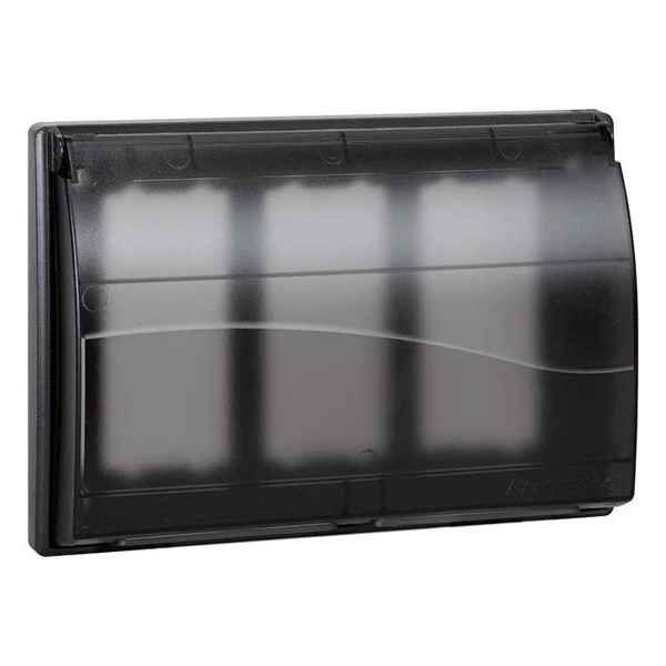 Рамка Simon Сима Про на 3 S-модуля с крышкой к монтажной коробке SBM250, графит