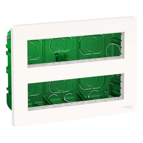 Блок скрытой установки 2х8 модулей Schneider Electric US+ белый антибактериальный
