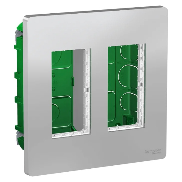 Блок скрытой установки 2х4 модулей Schneider Electric US+ алюминий