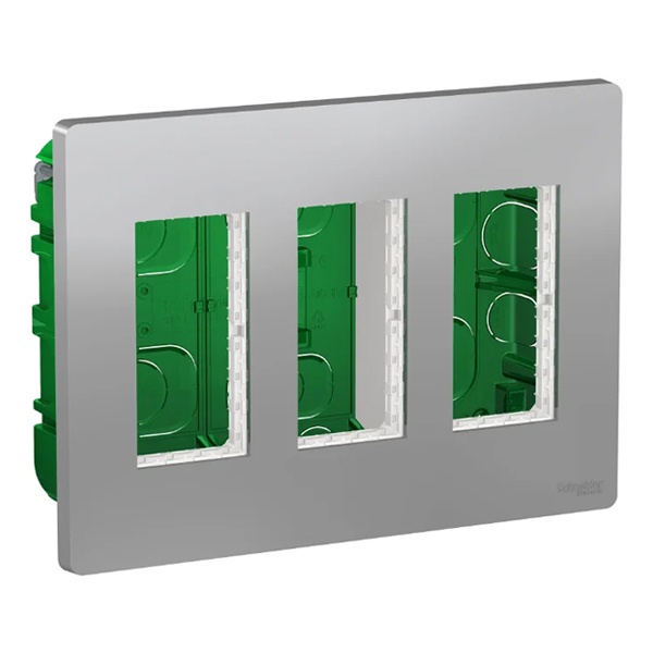 Блок скрытой установки 3х4 модулей Schneider Electric US+ алюминий