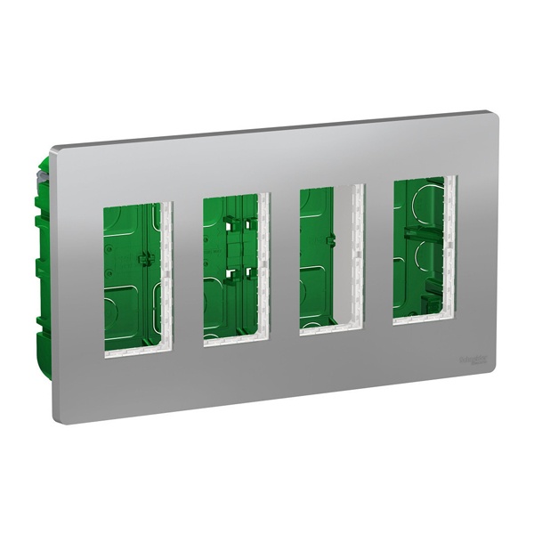 Блок скрытой установки 4х4 модулей Schneider Electric US+ алюминий