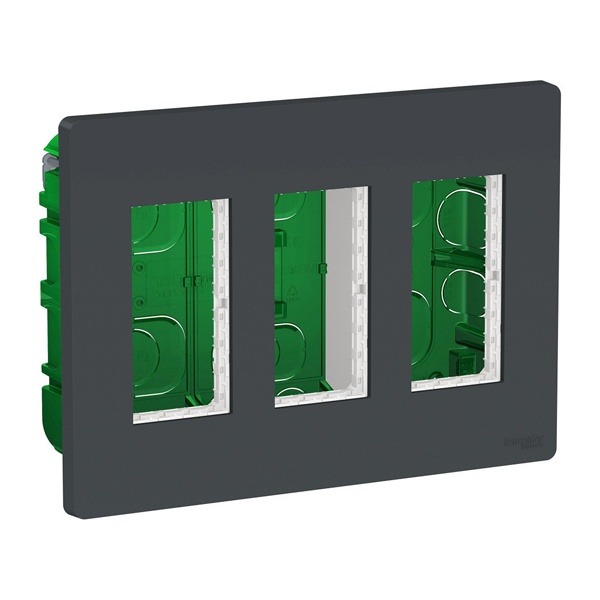 Блок скрытой установки 3х4 модулей Schneider Electric US+ антрацит