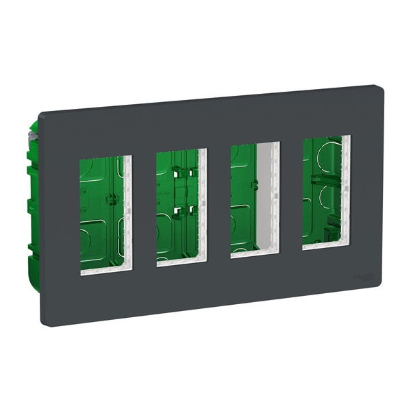 Блок скрытой установки 4х4 модулей Schneider Electric US+ антрацит
