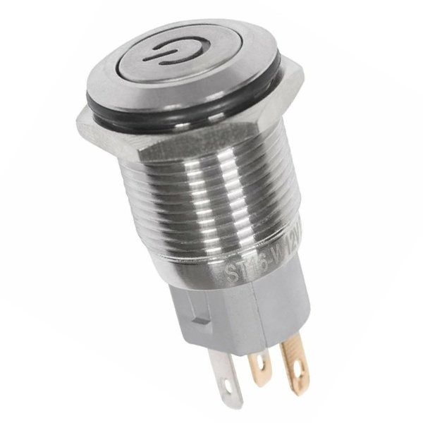 Кнопка антивандальная Rexant d16 250V без фиксации (5с) (ON)-OFF плоская подсв/красная power