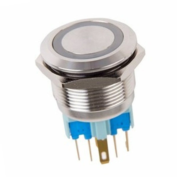 Кнопка антивандальная Rexant d22 250V без фиксации (6с) (ON)-OFF/(OFF)-ON подсв/зеленая