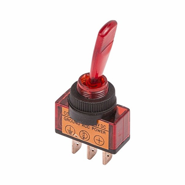 Тумблер Rexant 12V 20А (3c) ON-OFF однополюсный с красной подсветкой