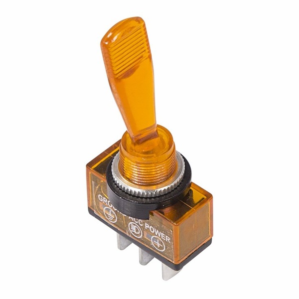 Тумблер Rexant 12V 20А (3c) ON-OFF однополюсный с желтой подсветкой