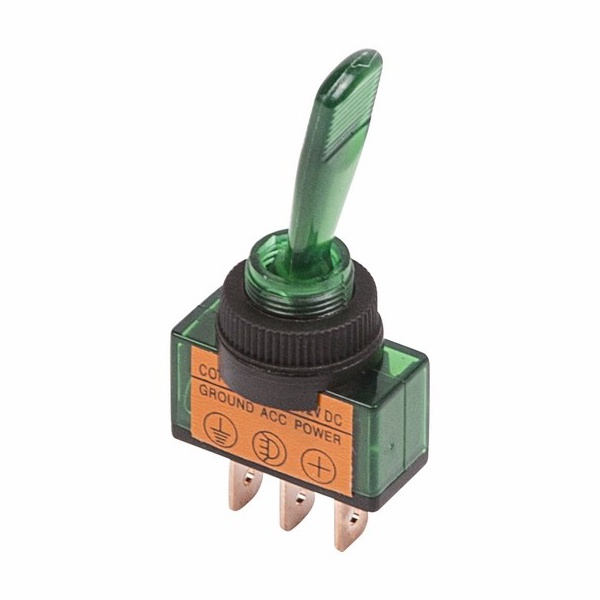 Тумблер Rexant 12V 20А (3c) ON-OFF однополюсный с зеленой подсветкой