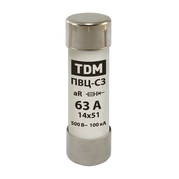 Плавкая вставка TDM ПВЦ-С3 14х51 aR (быстродействующая) 63А
