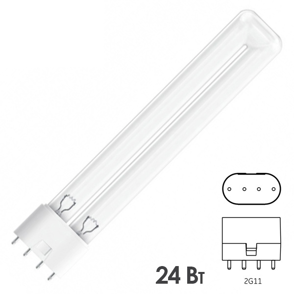 Лампа бактерицидная LightBest LBCQ 24W 2G11 специальная безозоновая, кварцевое стекло
