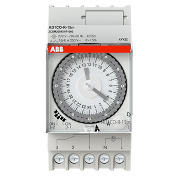 Реле времени суточное AD1CO-R-15m 16А 1НО/1НЗ 230В с резервным питанием 150 часов 2,5 модуля