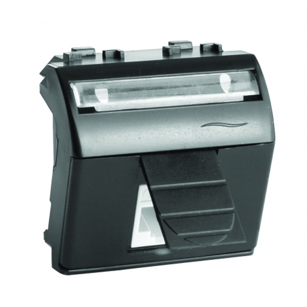 Розетка HDMI DKC Brava со шторкой 2 модуля черный