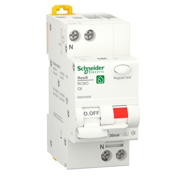 Дифавтомат Schneider Electric 1P+N С6А 30мА тип А однофазный электромеханический 6кА RESI9 (дифференциальный автомат, АВДТ)