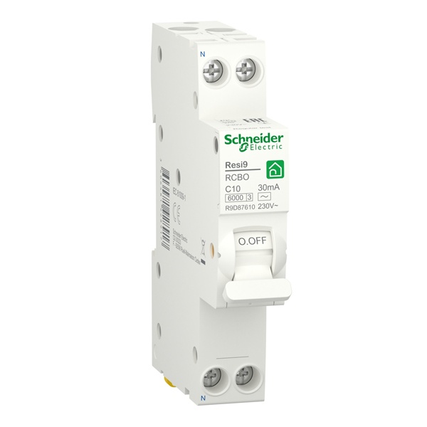 Дифавтомат Schneider Electric 1P+N С10А 30мА тип АС однофазный электромеханический 6кА 1м RESI9 (дифференциальный автомат, АВДТ)