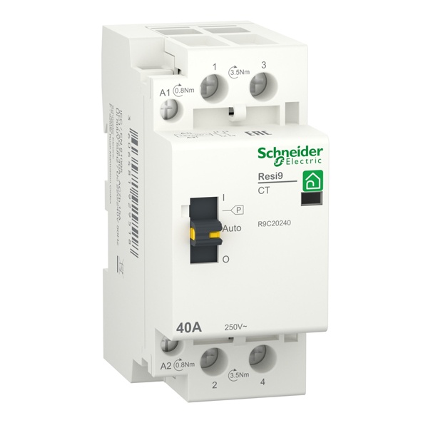Модульный контактор с ручным управлением RESI9 Schneider Electric 40A 2НО 230B АС 50ГЦ 2м