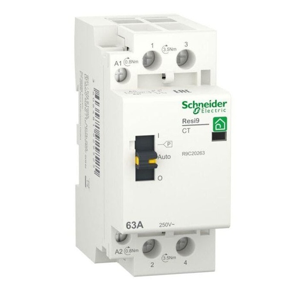 Модульный контактор с ручным управлением RESI9 Schneider Electric 63A 2НО 230B АС 50ГЦ 2м