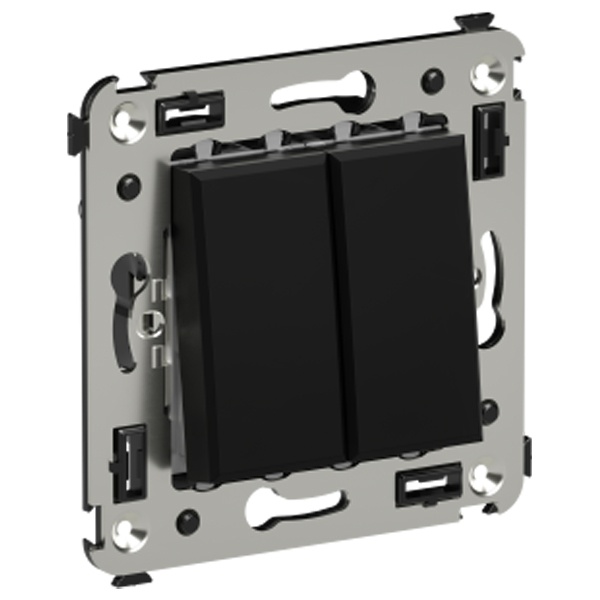 Кнопка двухклавишная в стену DKC Avanti, черный матовый