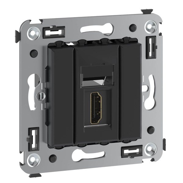 HDMI розетка одинарная в стену DKC Avanti тип А-А, черный матовый