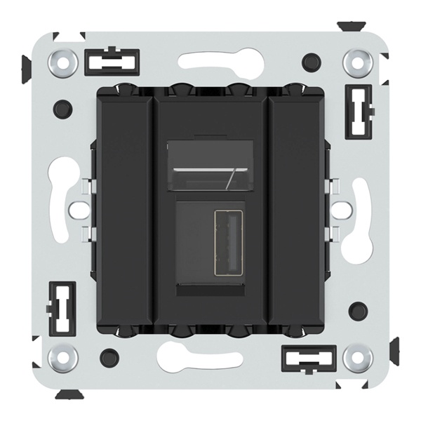 USB 2.0 розетка одинарная в стену DKC Avanti тип А-А, черный матовый