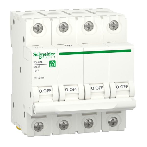 Автоматический выключатель Schneider Electric RESI9 4П 16А В 6кА 230В 4м (автомат электрический)