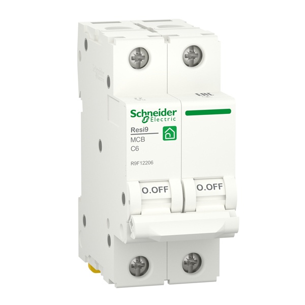 Автоматический выключатель Schneider Electric RESI9 2П 6А С 6кА 230В 2м (автомат электрический)