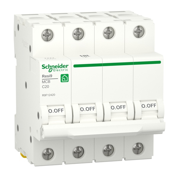 Автоматический выключатель Schneider Electric RESI9 4П 20А С 6кА 230В 4м (автомат электрический)