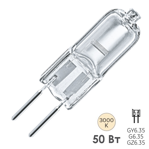 Лампа галогенная капсульная Navigator 94 212 JC 50W 12V G6.35 800Lm 2000h прозрачная