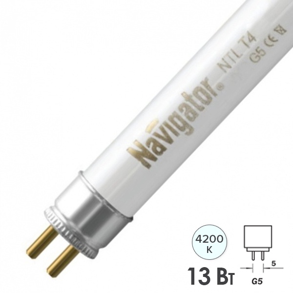 Люминесцентная линейная лампа Navigator 94 108 NTL-T5-13-840-G5 13W 4000K 923Lm