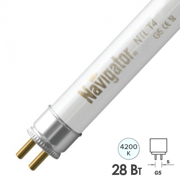 Люминесцентная линейная лампа Navigator 94 110 NTL-T5-28-840-G5 28W 4000K 2184Lm