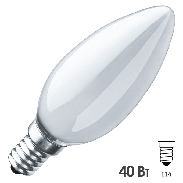 Лампа накаливания свеча Navigator 94 308 NI-B-40-230-E14-FR 40W 230V матовая