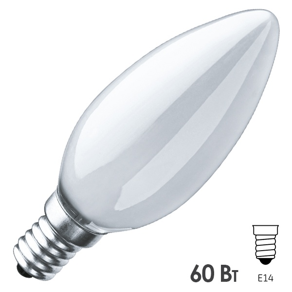 Лампа накаливания свеча Navigator 94 309 NI-B-60-230-E14-FR 60W 230V матовая