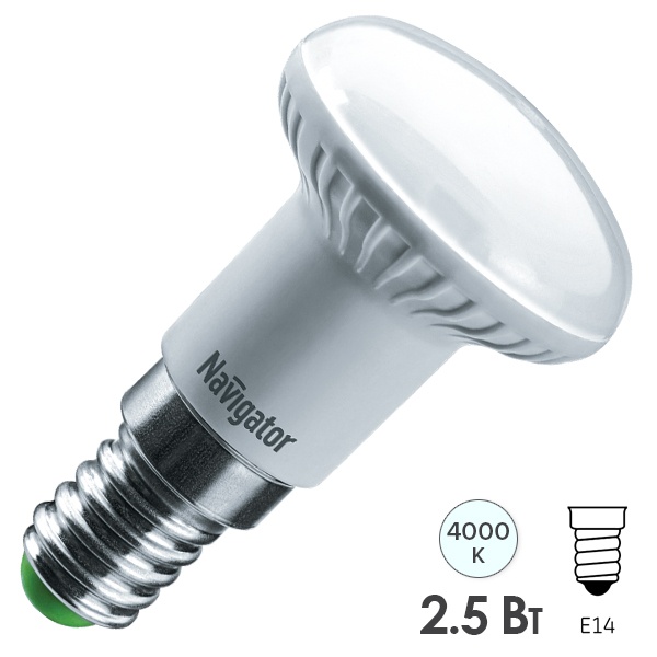 Лампа светодиодная Navigator 94 134 NLL-R39-2.5-230-4K-E14 2.5W 4000K 230V 200Lm белый свет