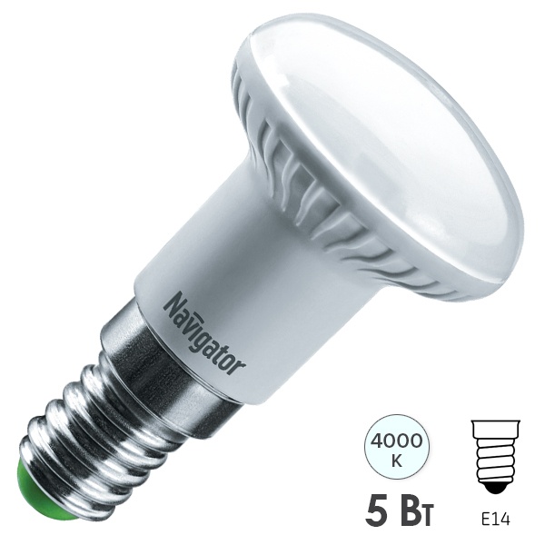 Лампа светодиодная Navigator 94 136 NLL-R50-5-230-4K-E14 5W 4000K 230V 425Lm белый свет