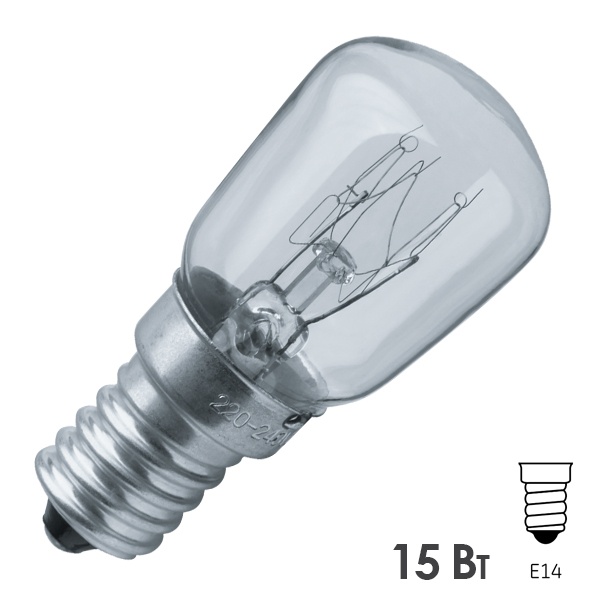 Лампа для холодильников и швейных машин Navigator 61 203 NI-T26-15-230-E14-CL 15W 230V прозрачная