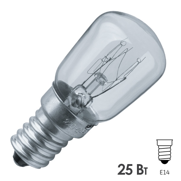 Лампа для холодильников и швейных машин Navigator 61 204 NI-T26-25-230-E14-CL 25W 230V прозрачная