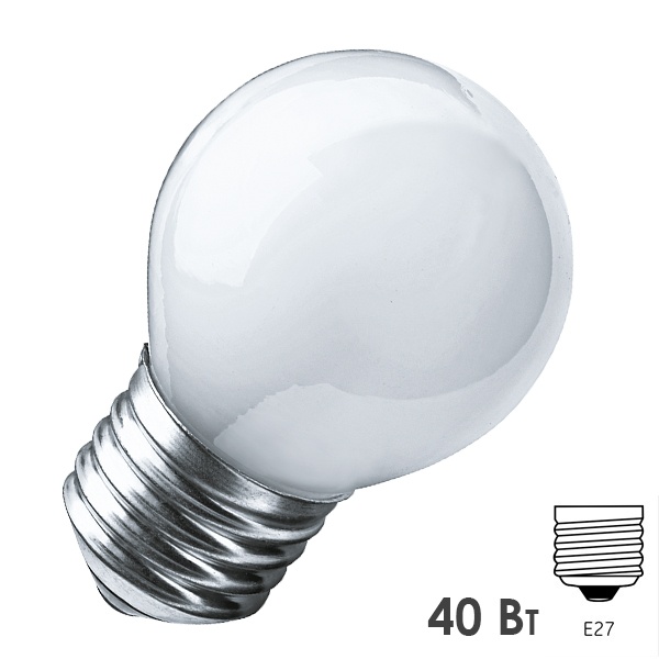 Лампа накаливания шарик Navigator 94 311 NI-C-40-230-E27-FR 40W 230V матовая