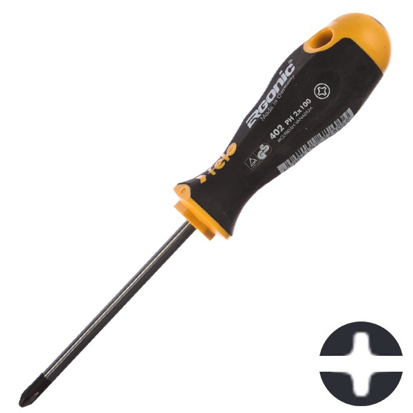 Отвертка Felo крестовая для винтов Phillips PH 2 x 100mm Ergonic