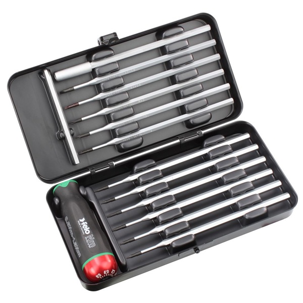 Отвертка Felo c регулировкой крутящего момента Серия Nm 0,6-1,5 с набором насадок 12 шт в кейсе