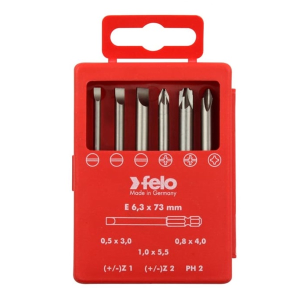 Набор бит Felo SL/Z (+/-) 73 мм 6 шт в кейсе Industrial