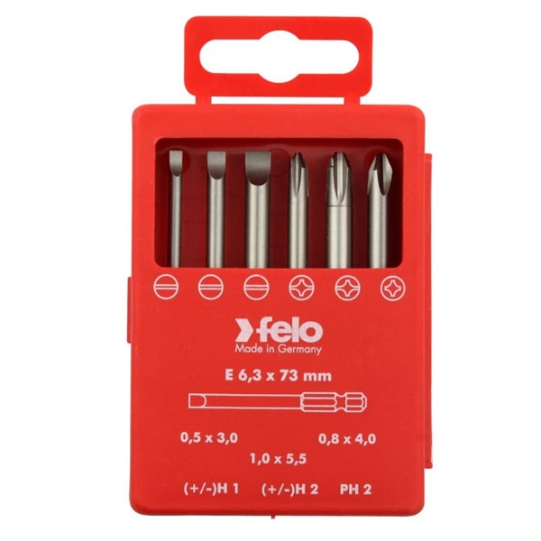 Набор бит Felo SL/H (+/-) 73 мм 6 шт в кейсе Industrial