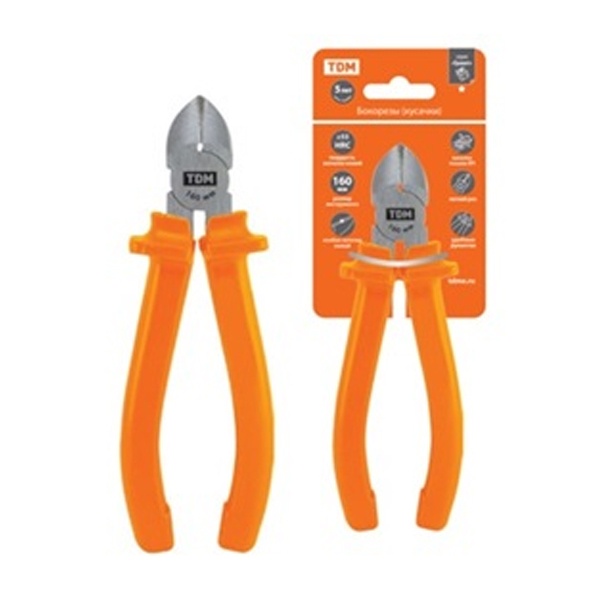 Бокорезы (кусачки) TDM с пластиковыми рукоятками, углеродистая сталь, 160 мм, Гранит