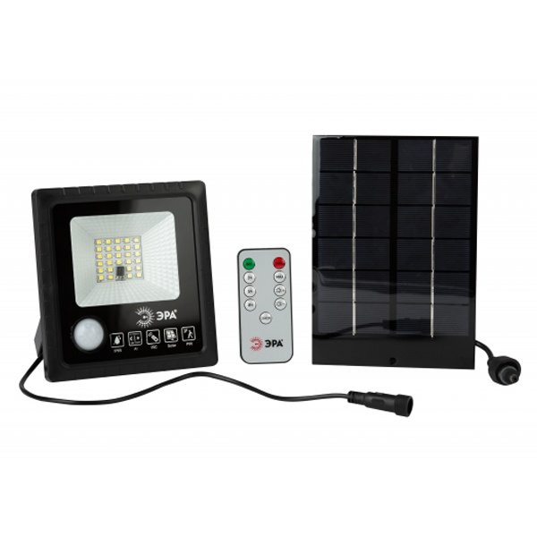Прожектор светодиодный ЭРА 20W 350Lm 5000K IP65 ПДУ на солн. батарее с датчиком движения