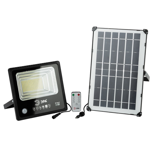 Прожектор светодиодный ЭРА 100W 1200Lm 5000K IP65 ПДУ на солн. батарее с датчиком движения