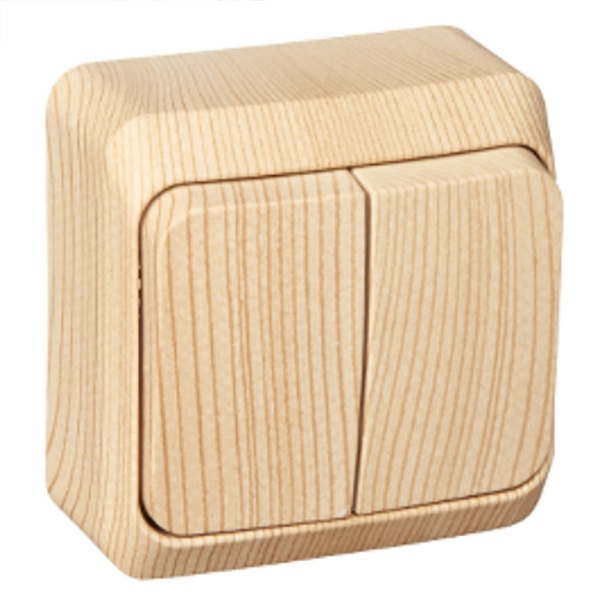 Накладной выключатель двухклавишный SE Этюд сосна