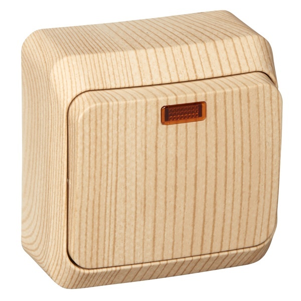 Накладной выключатель одноклавишный с подсветкой SE Этюд сосна