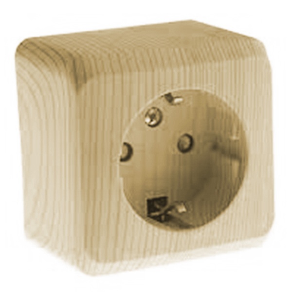 Накладная розетка с заземлением со шторками SE Этюд сосна